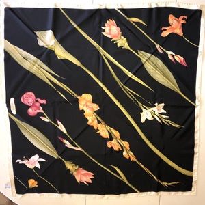 Authentic unused Ferragamo black silk scarf
